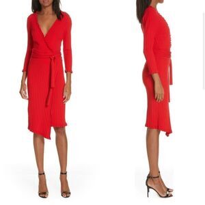 Milly Ruffle Edged Red Wrap Dress